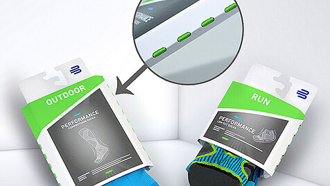 Bedruckte Wickelverpackung für Socken