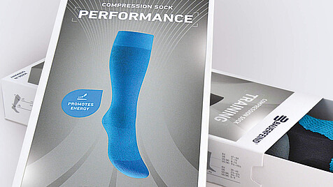 Verpackung für Socken mit Folienkaschierung