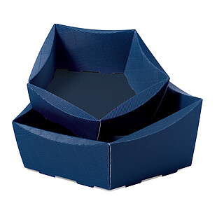 Präsentkorb 5-eckig Royal Offene Welle Dunkelblau