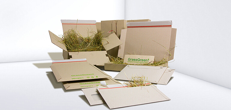 GrassGreen!-Produkte aus Graskarton und Graswellpappe