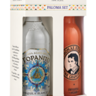 Das Topanito Paloma Set von Perola vereint Blanco Tequila und Thomas Henry Pink Grapefruit in einer von Karl Knauer entwickelten Präsentverpackung. Zwei große Sichtfenster geben den Blick auf die Flaschen frei. © Perola