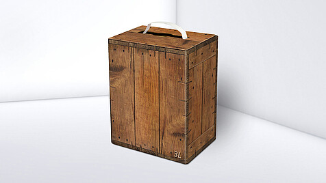 Bag in Box in rustikalem Holzdesign