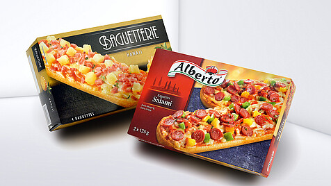 Bedruckte Faltschachtel für Pizzabaguettes