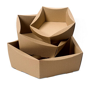 Präsentkorb Royal 5-eckig Offene Welle Natur