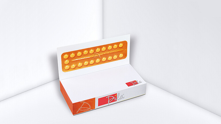 Haftzettelblock mit Pillenblisternachbildung als Rückwand